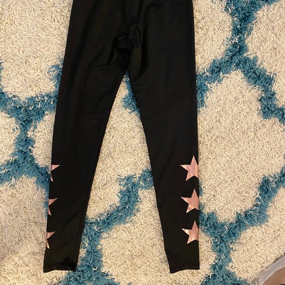 BLACK HIGH WASTED ST BRONZE STAR LEGGINGS OS - Picture 2 of 3